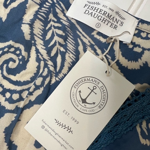 Fisherman's Daughter Blue Floral Dress Small Boutique NEW 1356 - Picture 2 of 3